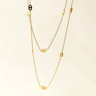 Collier mi-long ou sautoir maille marine acier inoxydable argent or cadeau femme