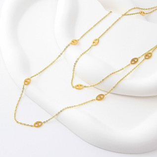 Collier mi-long ou sautoir maille marine acier inoxydable argent or cadeau femme