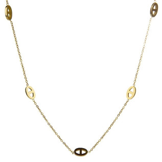 Collier mi-long ou sautoir maille marine acier inoxydable argent or cadeau femme