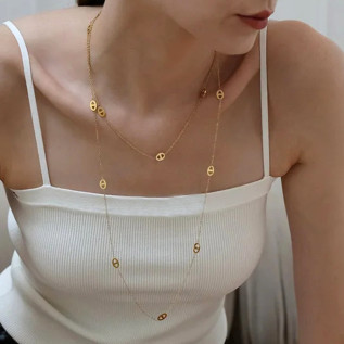 Collier mi-long ou sautoir maille marine acier inoxydable argent or cadeau femme