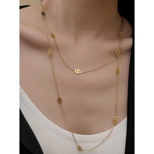 Collier mi-long ou sautoir maille marine acier inoxydable argent or cadeau femme