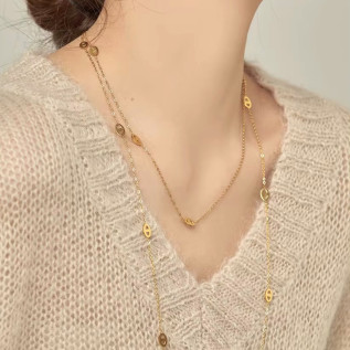 Collier mi-long ou sautoir maille marine acier inoxydable argent or cadeau femme