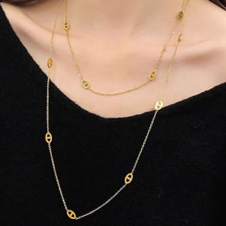 Collier mi-long ou sautoir maille marine acier inoxydable argent or cadeau femme