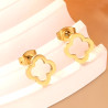 Boucles d'oreilles trèfles creux acier inoxydable argent or vendues par paire