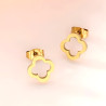 Boucles d'oreilles trèfles creux acier inoxydable argent or vendues par paire