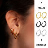 Boucles d'oreilles créoles toutes tailles acier inoxydable argent or noir vendues par paire