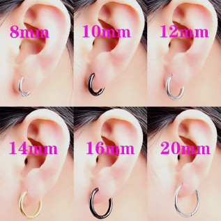 Boucles d'oreilles créoles toutes tailles acier inoxydable argent or noir vendues par paire