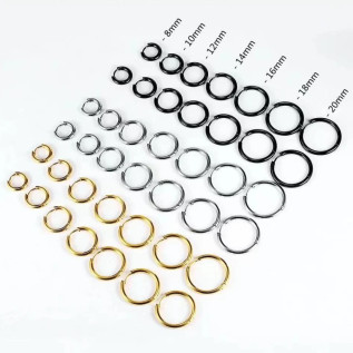 Boucles d'oreilles créoles toutes tailles acier inoxydable argent or noir vendues par paire