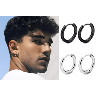 Boucles d'oreilles créoles toutes tailles acier inoxydable argent or noir vendues par paire