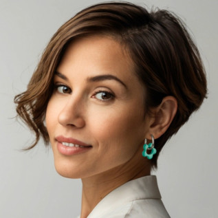 Boucles d'oreilles créoles en acier inoxydable argent or et fleurs de prunier en résine à composer