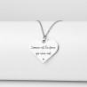 Collier cœur collection Message d’Amour 1 acier inoxydable argent or oxyde de zirconium gravure laser