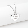 Collier cœur collection Message d’Amour 1 acier inoxydable argent or oxyde de zirconium gravure laser