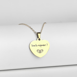 Collier cœur collection Message d’Amour 4 acier inoxydable argent or gravure laser