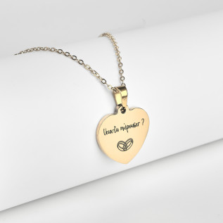 Collier cœur collection Message d’Amour 4 acier inoxydable argent or gravure laser