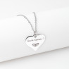 Collier cœur collection Message d’Amour 5 acier inoxydable argent or oxyde de zirconium gravure laser