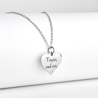Collier cœur collection Message d’Amour 6 acier inoxydable argent or oxyde de zirconium gravure laser