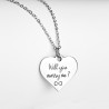 Collier cœur collection Message d’Amour 6 acier inoxydable argent or oxyde de zirconium gravure laser