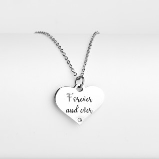 Collier cœur collection Message d’Amour 6 acier inoxydable argent or oxyde de zirconium gravure laser