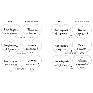 Collier cœur collection Message d’Amour 6 acier inoxydable argent or oxyde de zirconium gravure laser