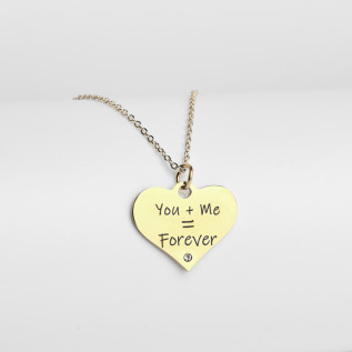 Message d’Amour 7-1 heart necklace silver or gold stainless steel cubic zirconia laser engraving