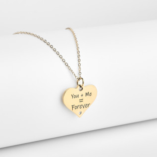 Collier cœur collection Message d’Amour 7-2 acier inoxydable argent or oxyde de zirconium gravure laser