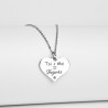 Collier cœur collection Message d’Amour 7-2 acier inoxydable argent or oxyde de zirconium gravure laser