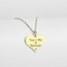 Collier cœur collection Message d’Amour 7-1 acier inoxydable argent or oxyde de zirconium gravure laser
