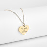 Collier cœur collection Message d’Amour 7-1 acier inoxydable argent or oxyde de zirconium gravure laser