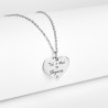 Collier cœur collection Message d’Amour 7-1 acier inoxydable argent or oxyde de zirconium gravure laser