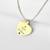 Collier cœur collection Message d’Amour + qu'hier - que demain 1 acier inoxydable argent or gravure laser