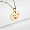 Collier cœur collection Message d’Amour + qu'hier - que demain 1 acier inoxydable argent or gravure laser