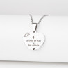 Collier cœur collection Message d’Amour + qu'hier - que demain 1 acier inoxydable argent or gravure laser