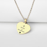 Collier cœur collection Message d’Amour + qu'hier - que demain 2 acier inoxydable argent or gravure laser