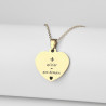 Collier cœur collection Message d’Amour + qu'hier - que demain 2 acier inoxydable argent or gravure laser