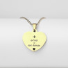 Collier cœur collection Message d’Amour + qu'hier - que demain 2 acier inoxydable argent or gravure laser