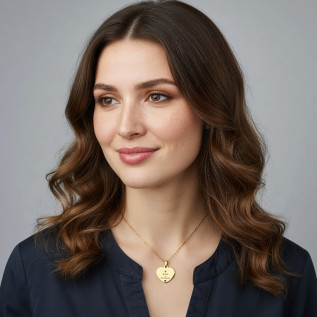 Collier cœur collection Message d’Amour + qu'hier - que demain 1 acier inoxydable argent or gravure laser