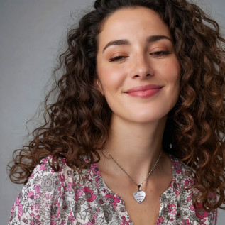 Collier cœur collection Message d’Amour + qu'hier - que demain 1 acier inoxydable argent or gravure laser