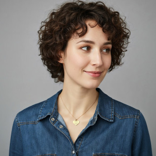 Collier cœur collection Message d’Amour 7-2 acier inoxydable argent or oxyde de zirconium gravure laser