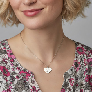 Message d’Amour 7-2 heart necklace silver or gold stainless steel cubic zirconia laser engraving