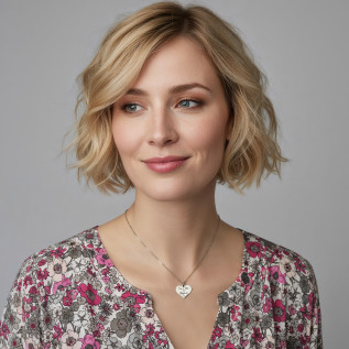 Collier cœur collection Message d’Amour 7-2 acier inoxydable argent or oxyde de zirconium gravure laser