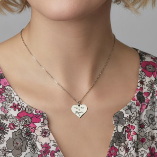 Message d’Amour 7-2 heart necklace silver or gold stainless steel cubic zirconia laser engraving