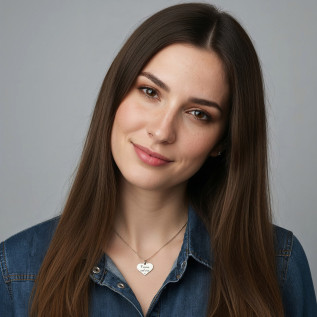 Collier cœur collection Message d’Amour 6 acier inoxydable argent or oxyde de zirconium gravure laser