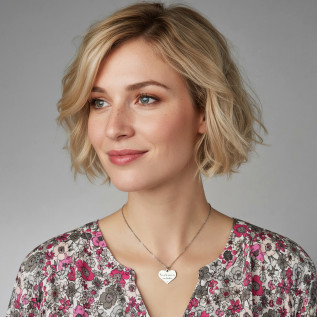 Collier cœur collection Message d’Amour 5 acier inoxydable argent or oxyde de zirconium gravure laser