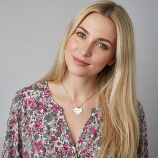 Collier cœur collection Message d’Amour 1 acier inoxydable argent or oxyde de zirconium gravure laser