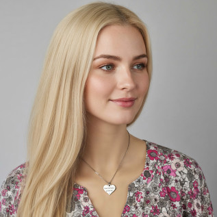 Collier cœur collection Message d’Amour 1 acier inoxydable argent or oxyde de zirconium gravure laser