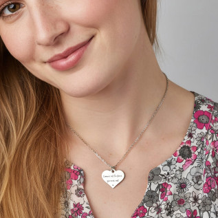 Collier cœur collection Message d’Amour 1 acier inoxydable argent or oxyde de zirconium gravure laser