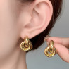 Boucles d'oreilles cercles entrelacés acier inoxydable argent or vendues par paire