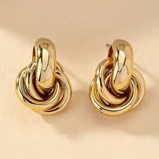 Intertwined circles stud earrings in stainless steel silver gold sold by pair