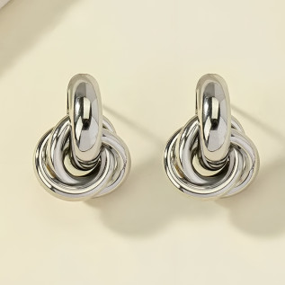 Intertwined circles stud earrings in stainless steel silver gold sold by pair