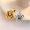 Intertwined circles stud earrings in stainless steel silver gold sold by pair
